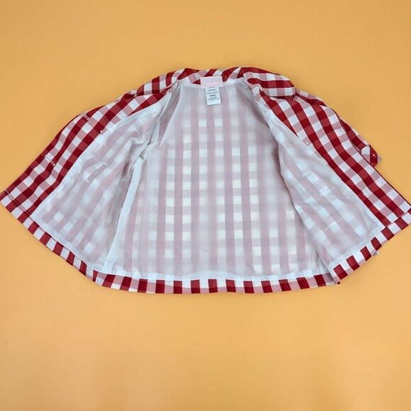 Little Lass Girls Jacket 24 M Red Gingham Lightweight Retro Style - Picture 7 of 8